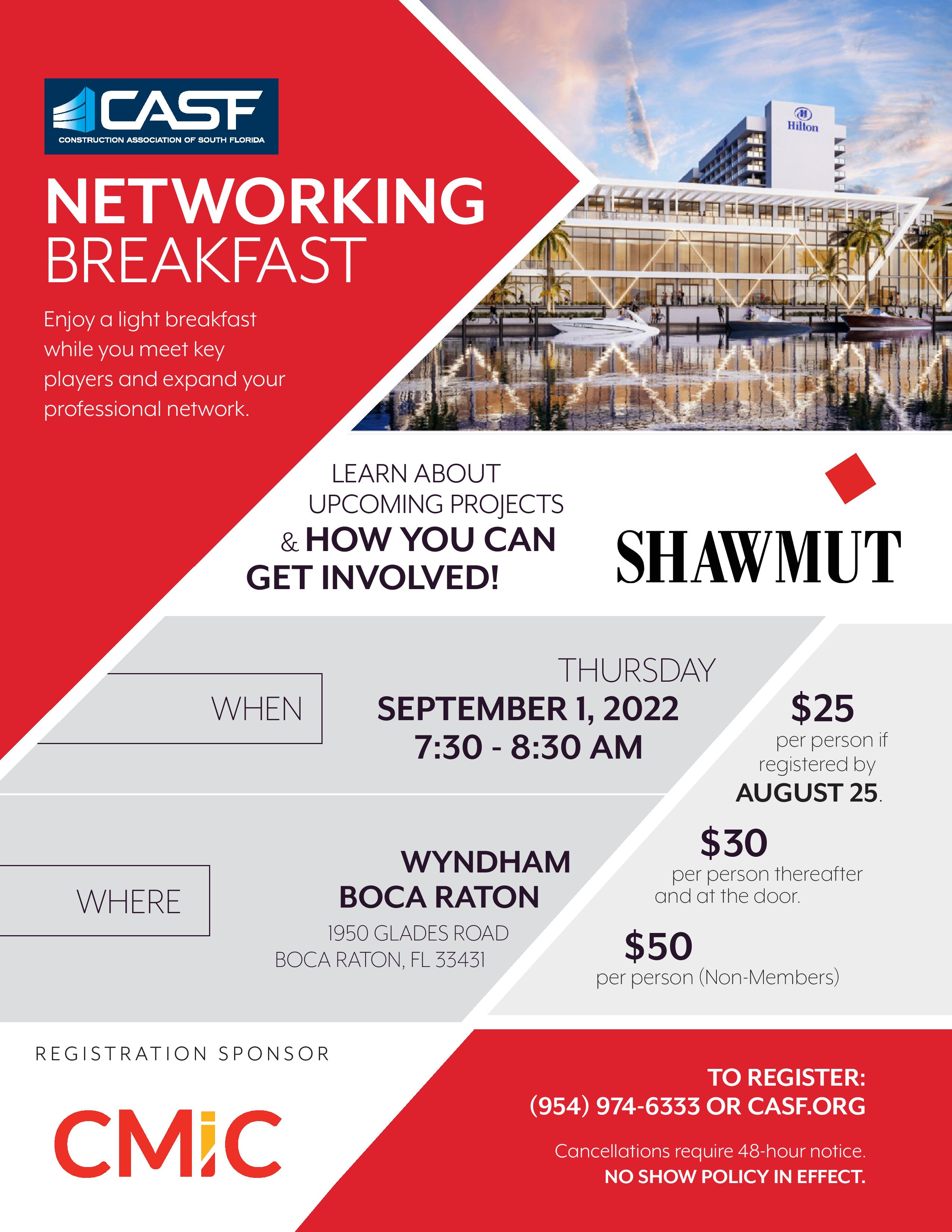 Construction of South Florida Networking Breakfast Shawmut Design